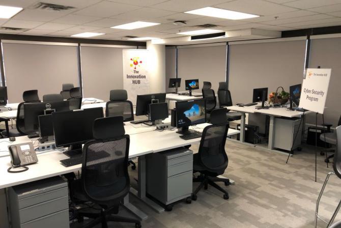 Room with computer workstations