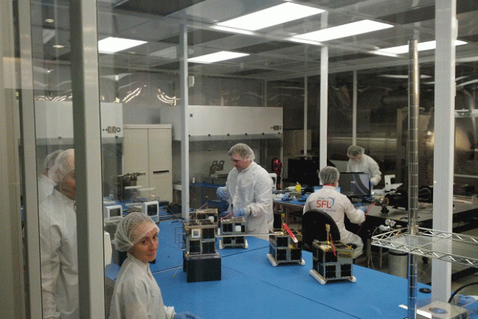 Researchers at work in a lab