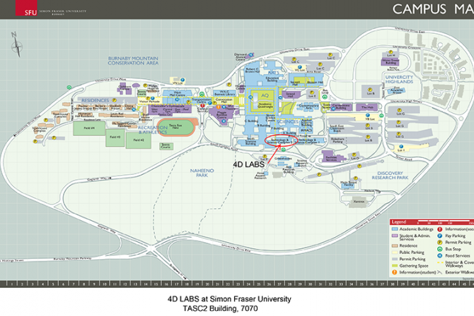 Simplified map of a university campus